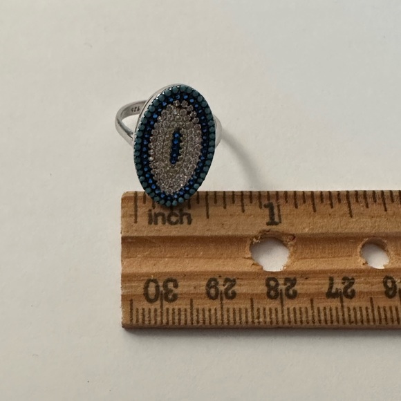 🧿925 Silver evileye set of earrings and ring turquoise and cz stones - Picture 7 of 9